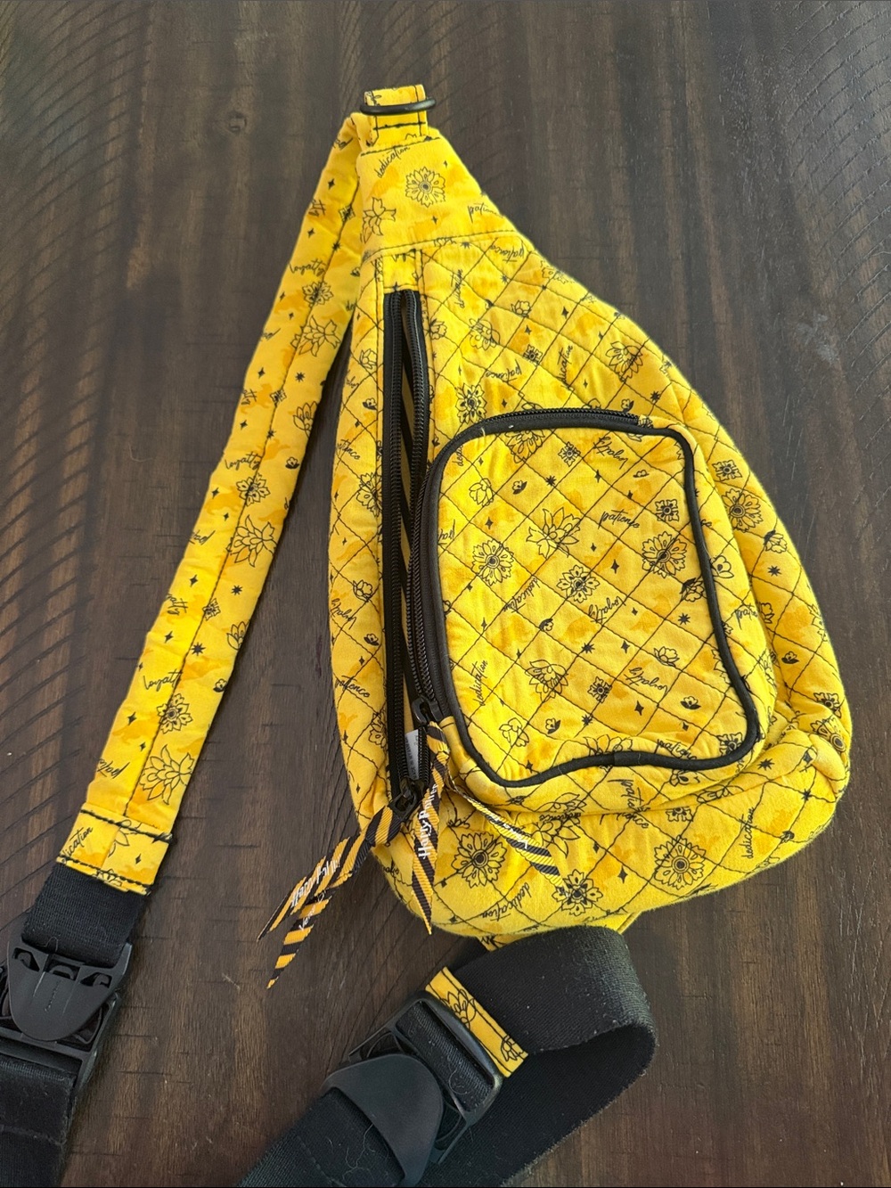 Vera Bradley X Harry Potter Yellow Quilted Floral Crossbody Sling Bag